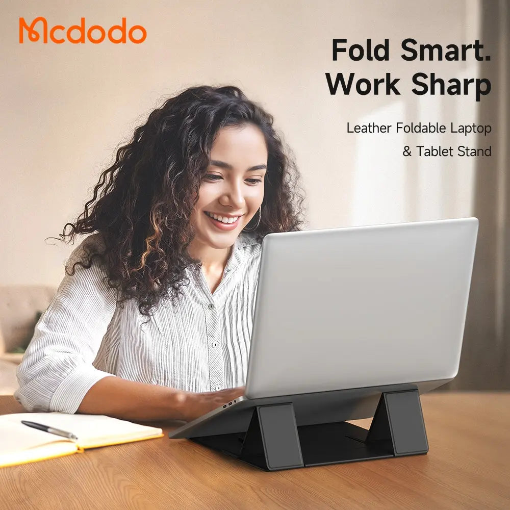 Mcdodo Leather Mangetic Foldable Laptop & Tablet Stand with Dual-Height Adjustment FS-8020 Tech House Singapore