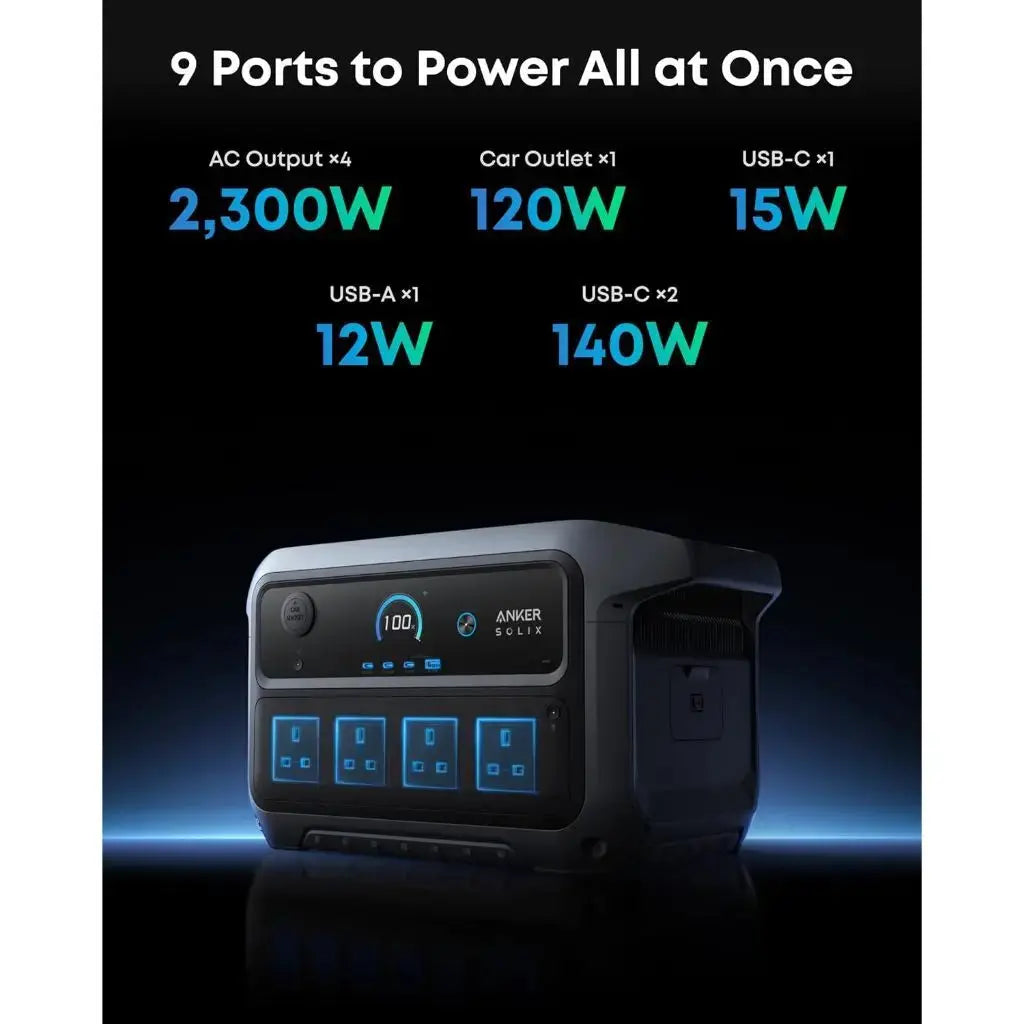 Anker SOLIX C2000 Gen 2 Portable Power Bank Station - 2048Wh | 2400W (Peak 4000W) 9-Port Generator A1783 Tech House Singapore