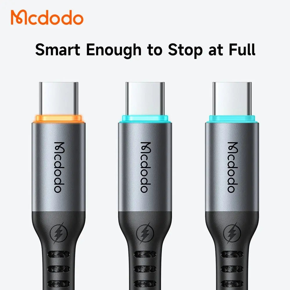 Mcdodo USB-C to USB- C Cable 100W Fast Charging Braided Nylon 1.2m Cable with Smart Auto Power Off CA-2040 Tech House Singapore