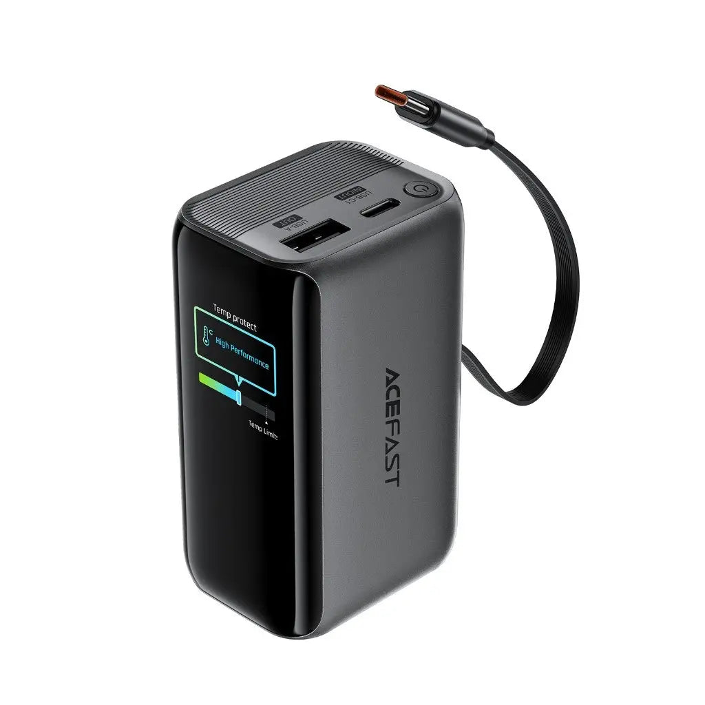 Acefast PB0902 Power Bank 10000mAh PD 45W Built-In Retractable USB C Cable Smart Display [CCC Certified] Tech House Singapore