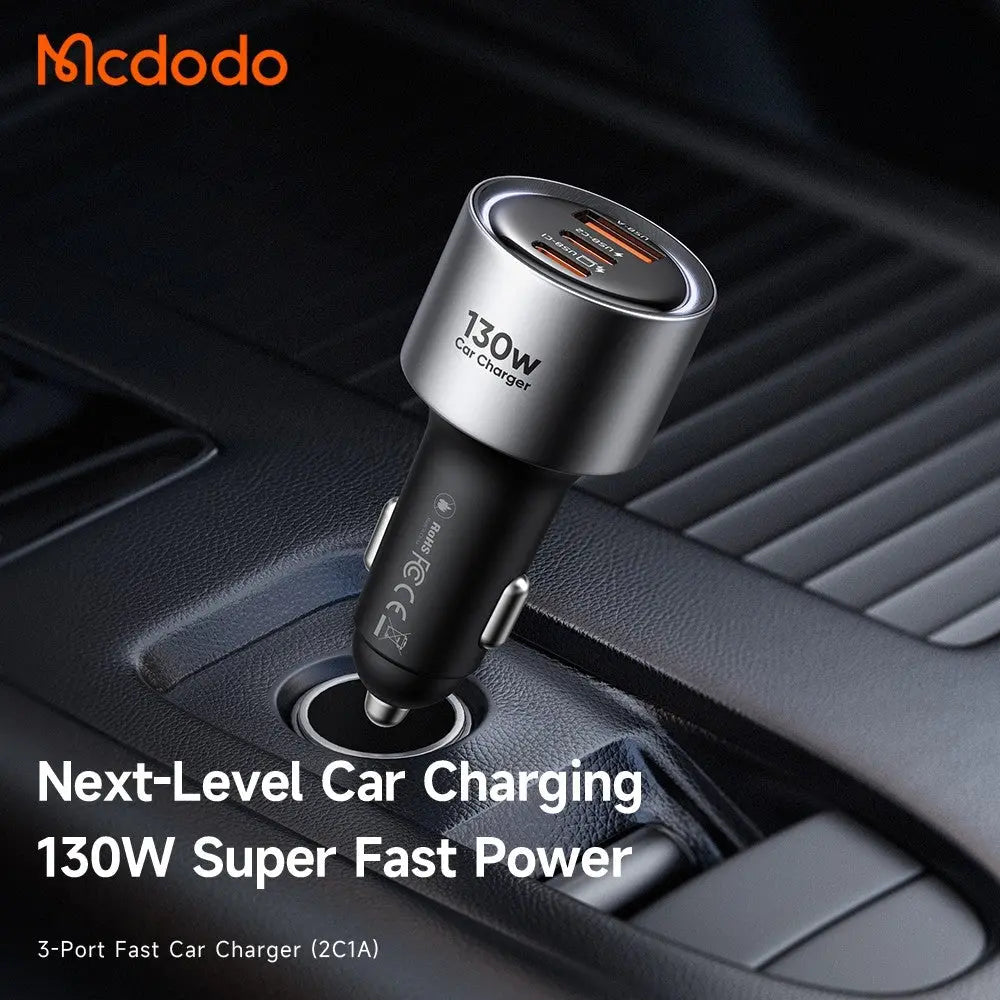 Mcdodo Gana Car Charger PD 130W Max Fast Charging 3-Port Car Charger CC-3190 Tech House Singapore