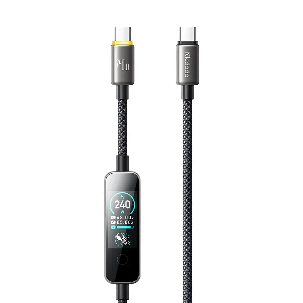 Mcdodo USB-C to USB-C Cable 240W Fast Charging Braided Nylon 1.2m Cable with TFT Screen Display CA-8750 Tech House Singapore