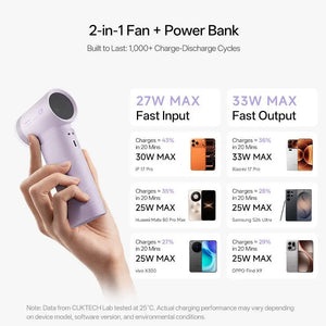 CUKTECH CP Turbo Fan Plus 2-in-1 Detachable Handheld Fan and 10000mAh Power Bank 33W Fast Charging Mini Cooling Fan BF02 Tech House Singapore