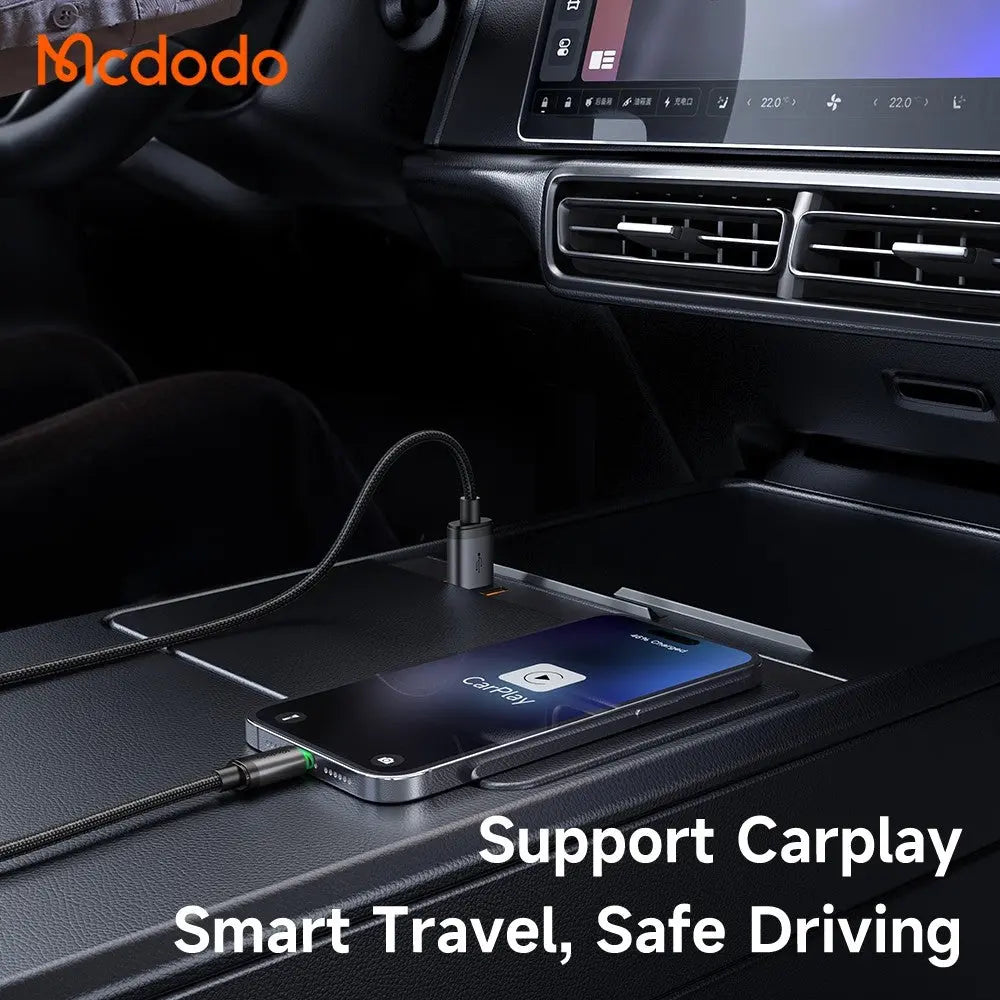 Mcdodo USB-A to Lightning Cable Fast Charging Braided Nylon 1m Cable with Charging Light CA-2030 Tech House Singapore
