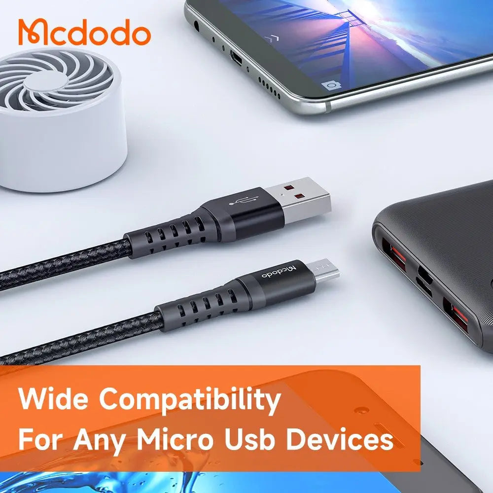Mcdodo USB-A to Micro USB Cable Fast Charging Braided Nylon 0.2m Data Cable CA-2280 Tech House Singapore
