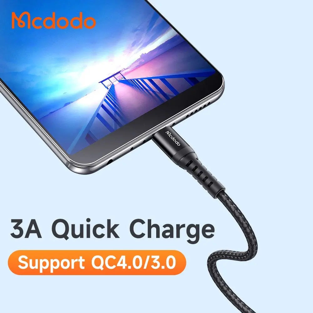 Mcdodo USB-A to Micro USB Cable Fast Charging Braided Nylon 0.2m Data Cable CA-2280 Tech House Singapore