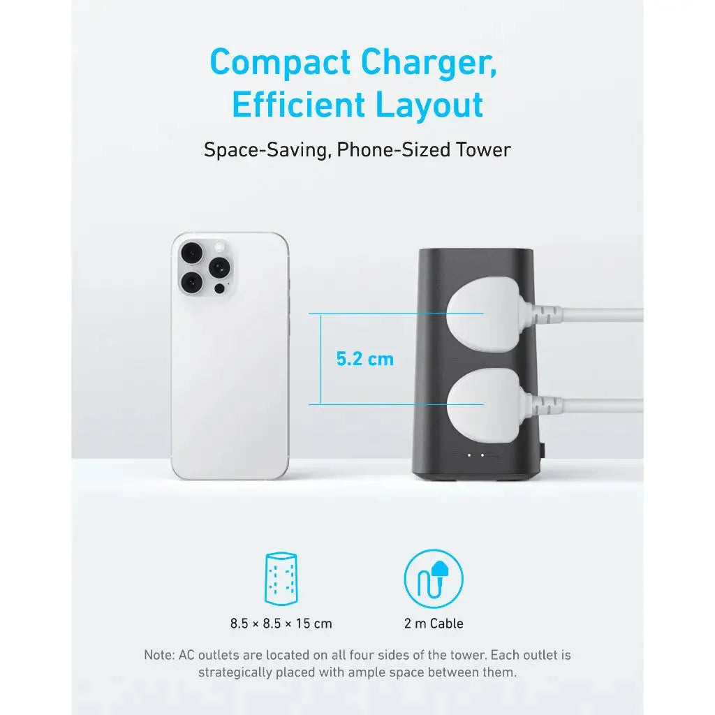 Anker Tower Extension Cord 12-in-1 Power Strip 20W Extension Plug A9185 Tech House Singapore