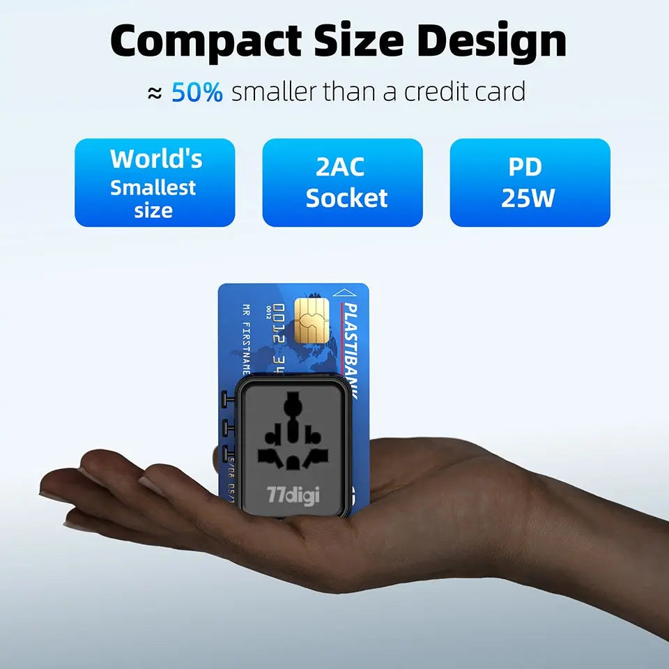 77digi 25W 2 Type-C + 1 USB Travel Adapter WWA25 77digi Singapore