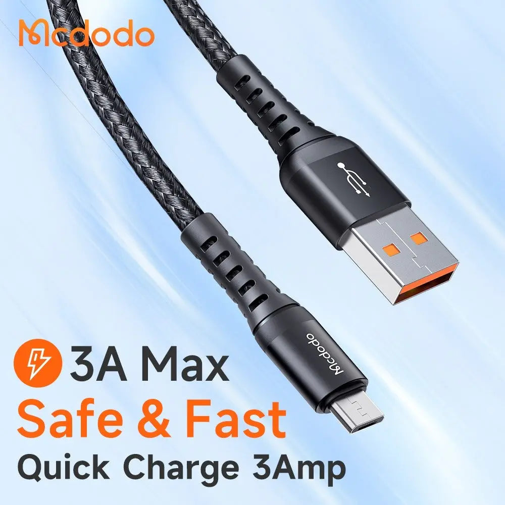 Mcdodo USB-A to Micro USB Cable Fast Charging Braided Nylon 0.2m Data Cable CA-2280 Tech House Singapore