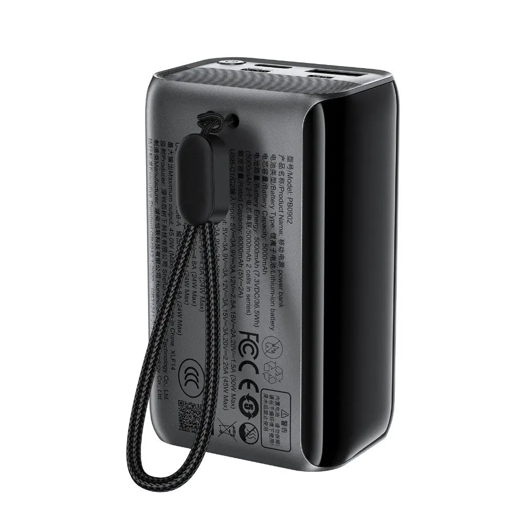 Acefast PB0902 Power Bank 10000mAh PD 45W Built-In Retractable USB C Cable Smart Display [CCC Certified] Tech House Singapore