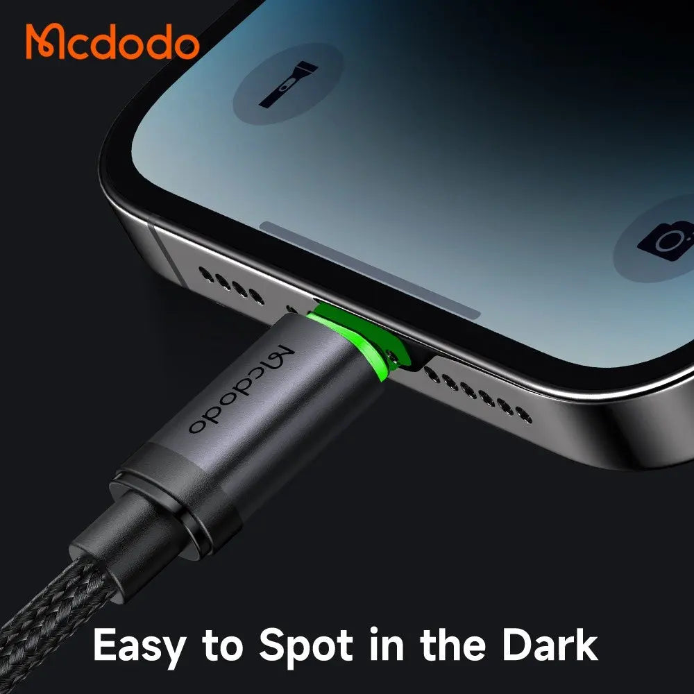 Mcdodo USB-A to Lightning Cable Fast Charging Braided Nylon 1m Cable with Charging Light CA-2030 Tech House Singapore