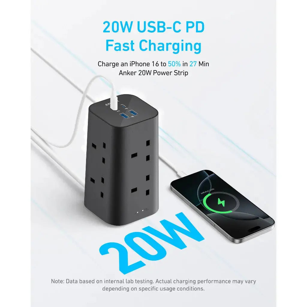 Anker Tower Extension Cord 12-in-1 Power Strip 20W Extension Plug A9185 Tech House Singapore