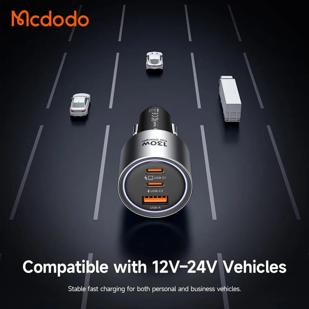 Mcdodo Gana Car Charger PD 130W Max Fast Charging 3-Port Car Charger CC-3190 Tech House Singapore