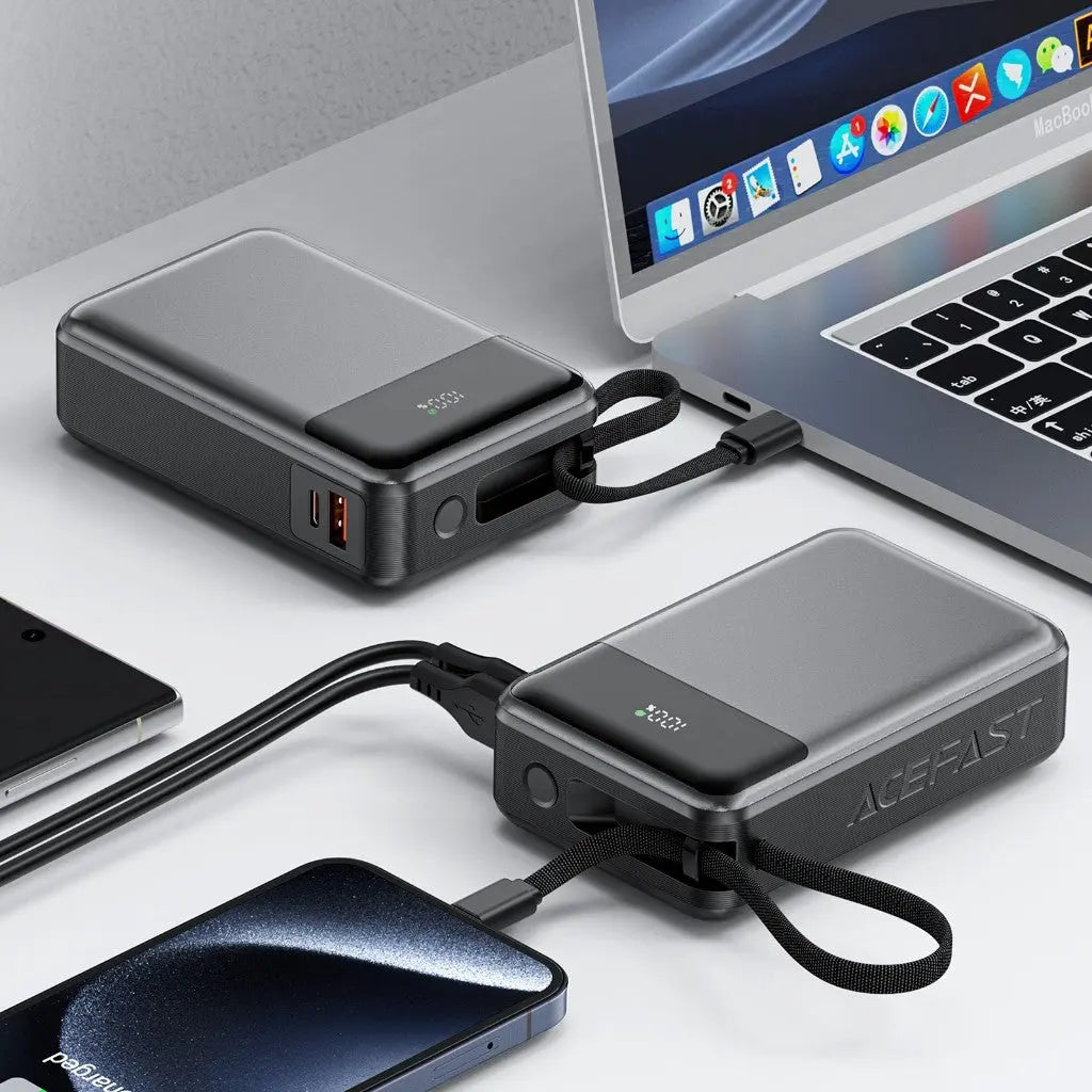 Acefast M21 Power Bank 20000mAh PD 65W Built-In USB C Cable Portable Charger [CCC Certified] Tech House Singapore