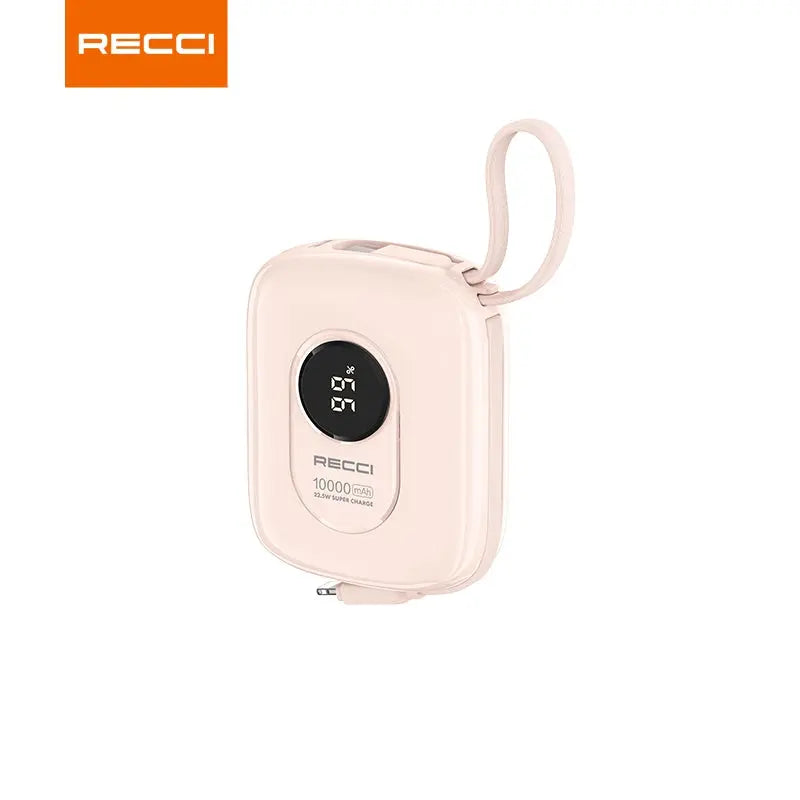 Recci 10000mAh Sugar Bean Power Bank 22.5W Built-In USB C and Lightning Cable [CCC Certified] (RPB-P79) Tech House Singapore