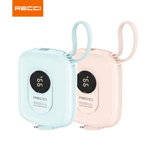 Recci 10000mAh Sugar Bean Power Bank 22.5W Built-In USB C and Lightning Cable [CCC Certified] (RPB-P79) Tech House Singapore