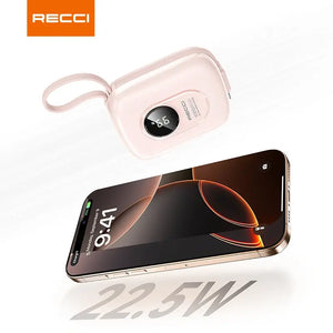 Recci 10000mAh Sugar Bean Power Bank 22.5W Built-In USB C and Lightning Cable [CCC Certified] (RPB-P79) Tech House Singapore