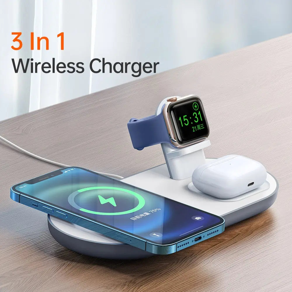 Mcdodo 3-in-1 Magnetic Charger 15W Wireless Charging Station for USB-A iWatch Charger CH-7060/CH-706 Tech House Singapore
