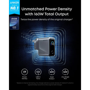 Anker Prime Charger 160W Fast Charging 3-Port USB C GaNPrime Charger A2687