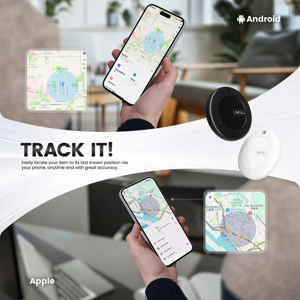 MiLi MiTag Duo with Leather Luggage Tag SG Bluetooth GPS Tracker Luggage Locator Global GPS Finder Key Finder Tech House Singapore