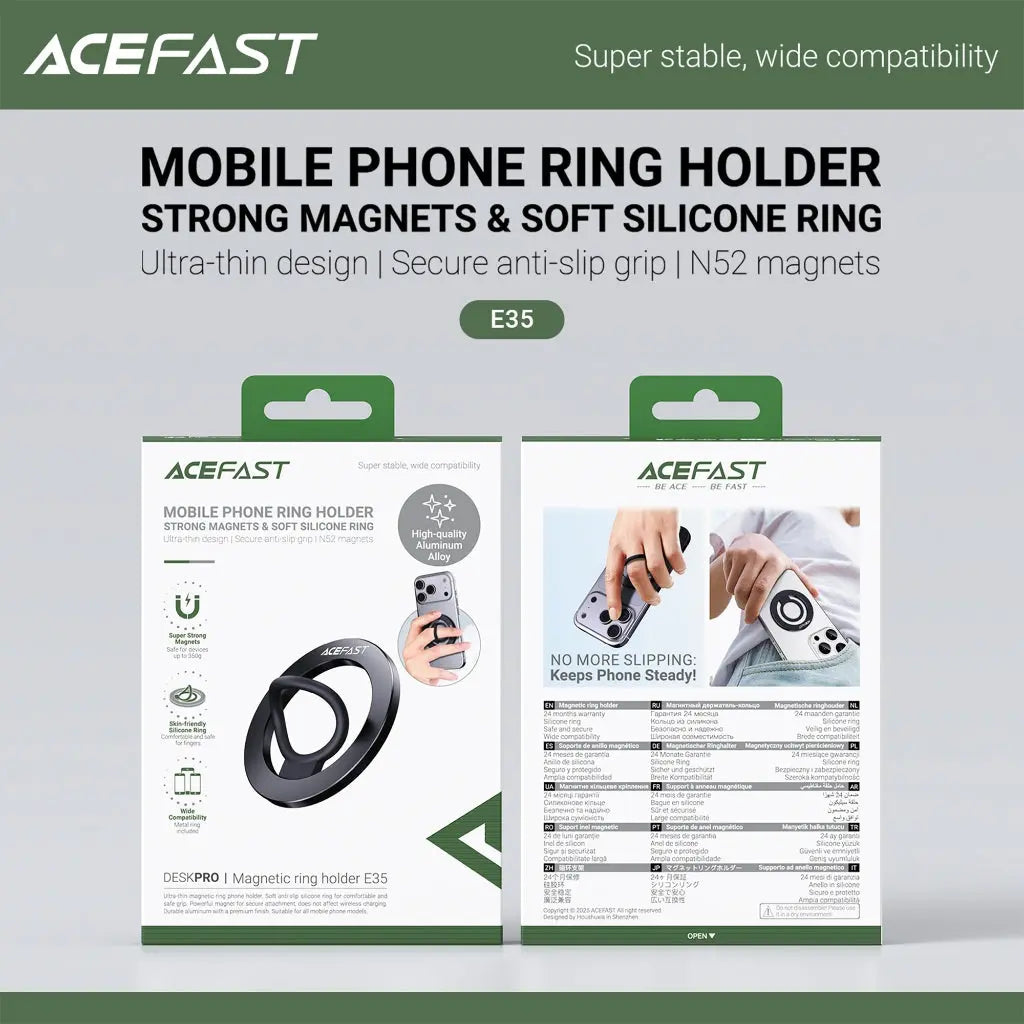 Acefast Magnetic Phone Ring Holder Ultra-Thin Soft Silicone Strong Magnetic Phone Grip E35 Tech House Singapore