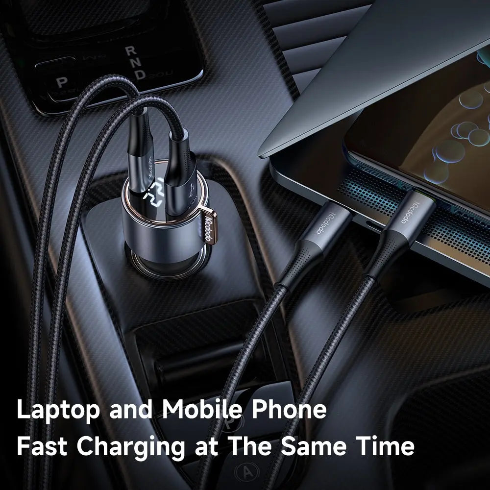 Mcdodo Car Charger PD 75W Fast Charging Dual-Port USB-C and USB-A with Digital Display CC-3690 Tech House Singapore