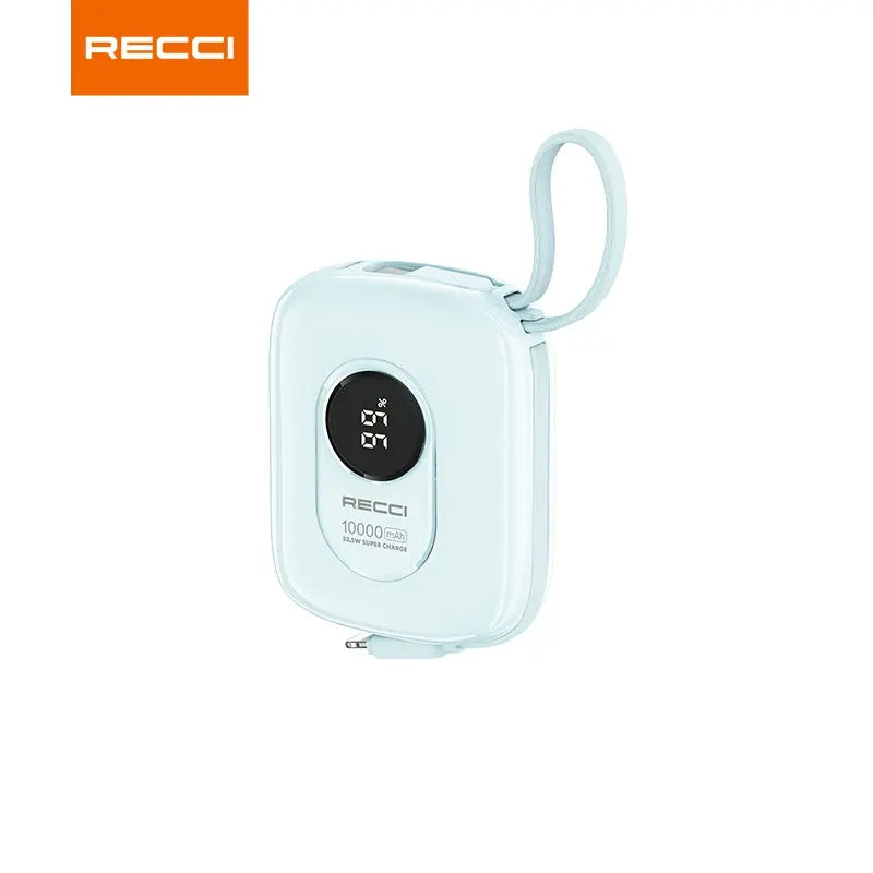 Recci 10000mAh Sugar Bean Power Bank 22.5W Built-In USB C and Lightning Cable [CCC Certified] (RPB-P79) Tech House Singapore