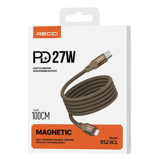 Recci Type-C to 8-Pin Cable PD 27W Cable Magnetic Cable 1M RS23CL Tech House Singapore