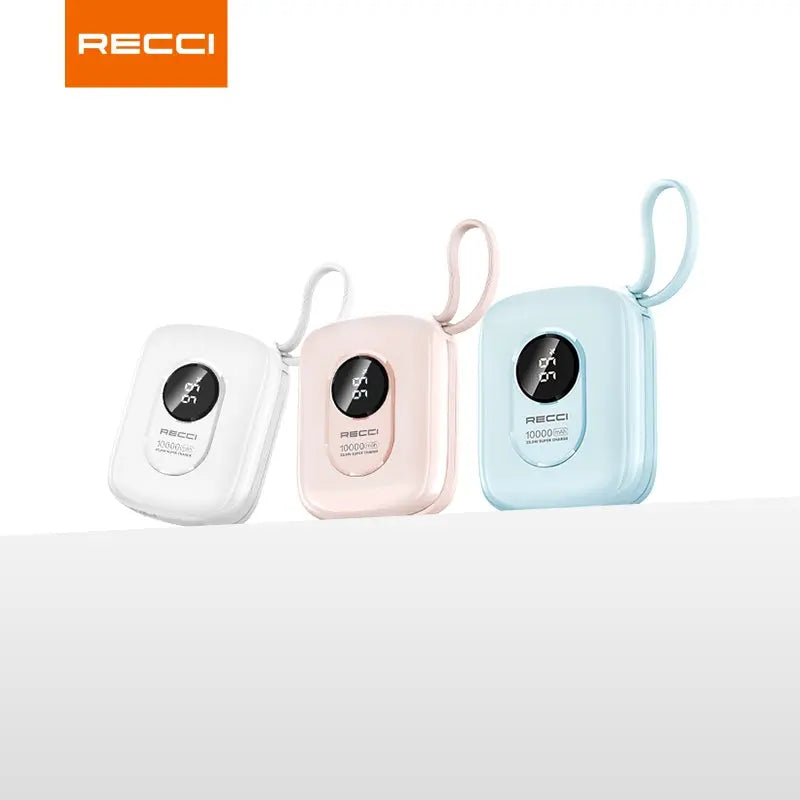 Recci 10000mAh Sugar Bean Power Bank 22.5W Built-In USB C and Lightning Cable [CCC Certified] (RPB-P79) Tech House Singapore