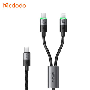 Mcdodo 2-in-1 Cable USB-C to USB-C and L Cable 100W Fast Charging 1.5M with LED Light CA-6700 Tech House Singapore