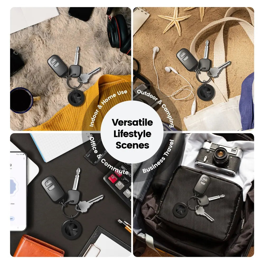 MiLi MiTag Duo with leather case Item Finder Luggage Locator Global GPS Tracking Keys Finder for iOS & Android Tech House Singapore