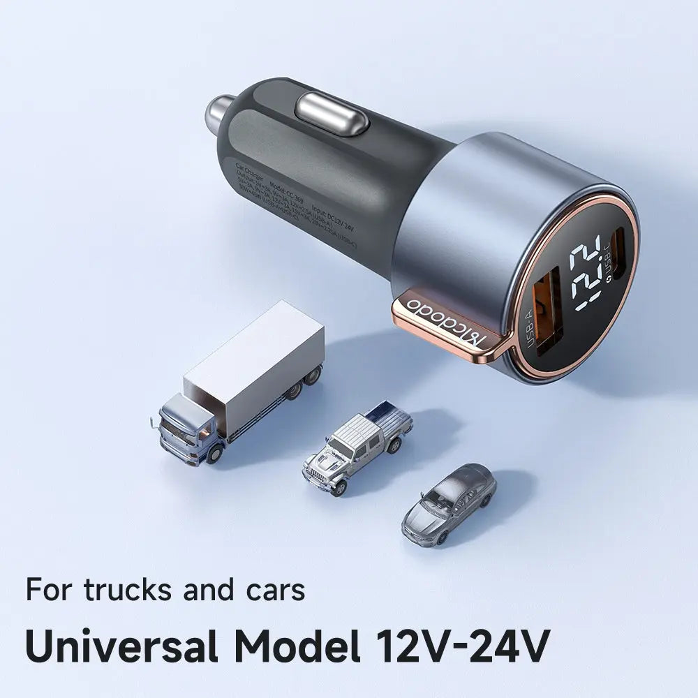 Mcdodo Car Charger PD 75W Fast Charging Dual-Port USB-C and USB-A with Digital Display CC-3690 Tech House Singapore
