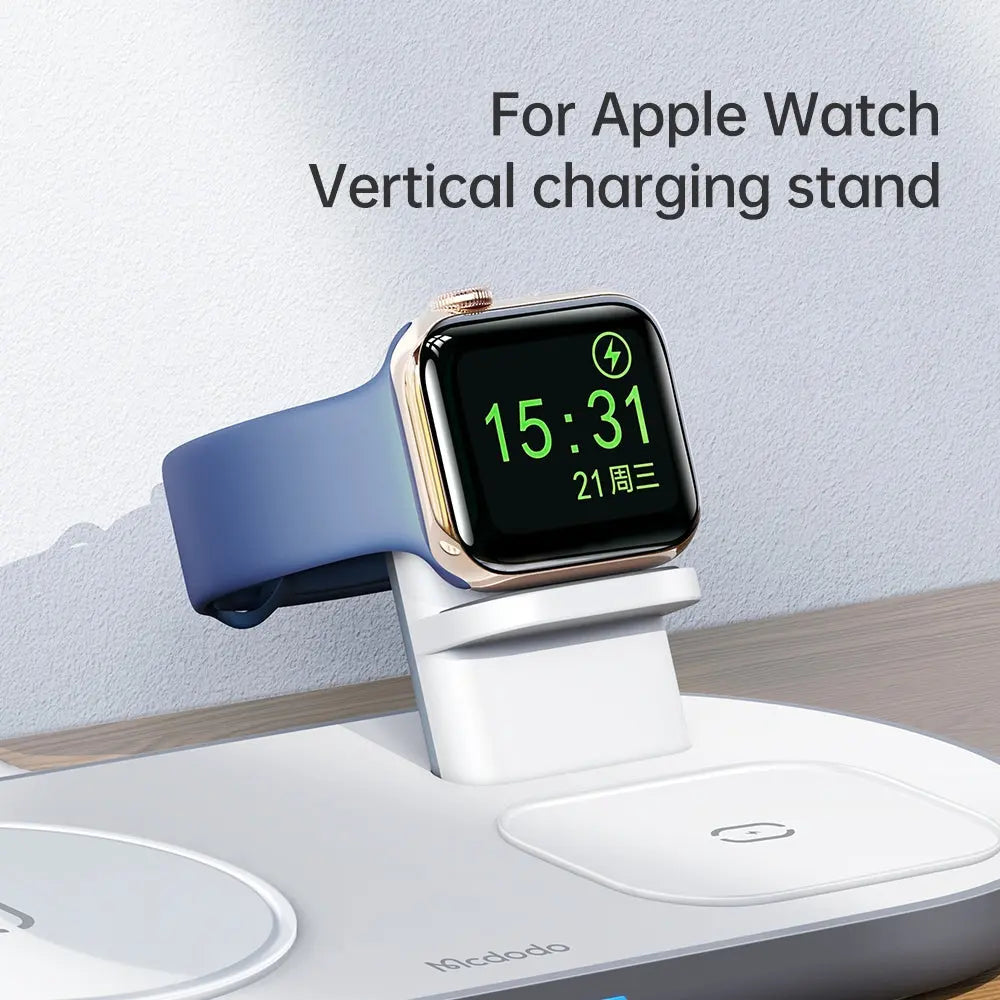 Mcdodo 3-in-1 Magnetic Charger 15W Wireless Charging Station for USB-A iWatch Charger CH-7060/CH-706 Tech House Singapore