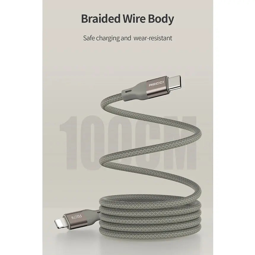Recci Type-C to 8-Pin Cable PD 27W Cable Magnetic Cable 1M RS23CL Tech House Singapore