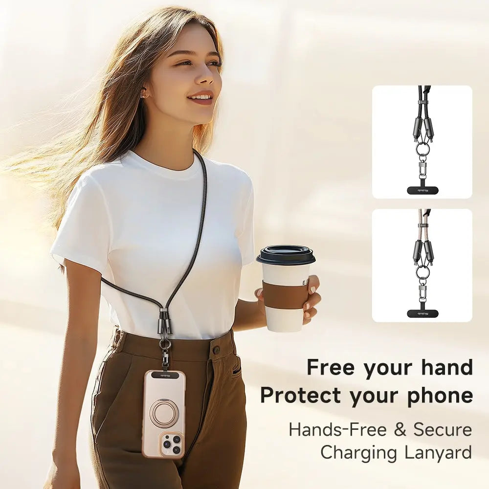 Mcdodo 2-in-1 USB-C to USB-C Cable 60W Fast Charging Crossbody Phone Lanyard 1.2M CA-6830 Tech House Singapore