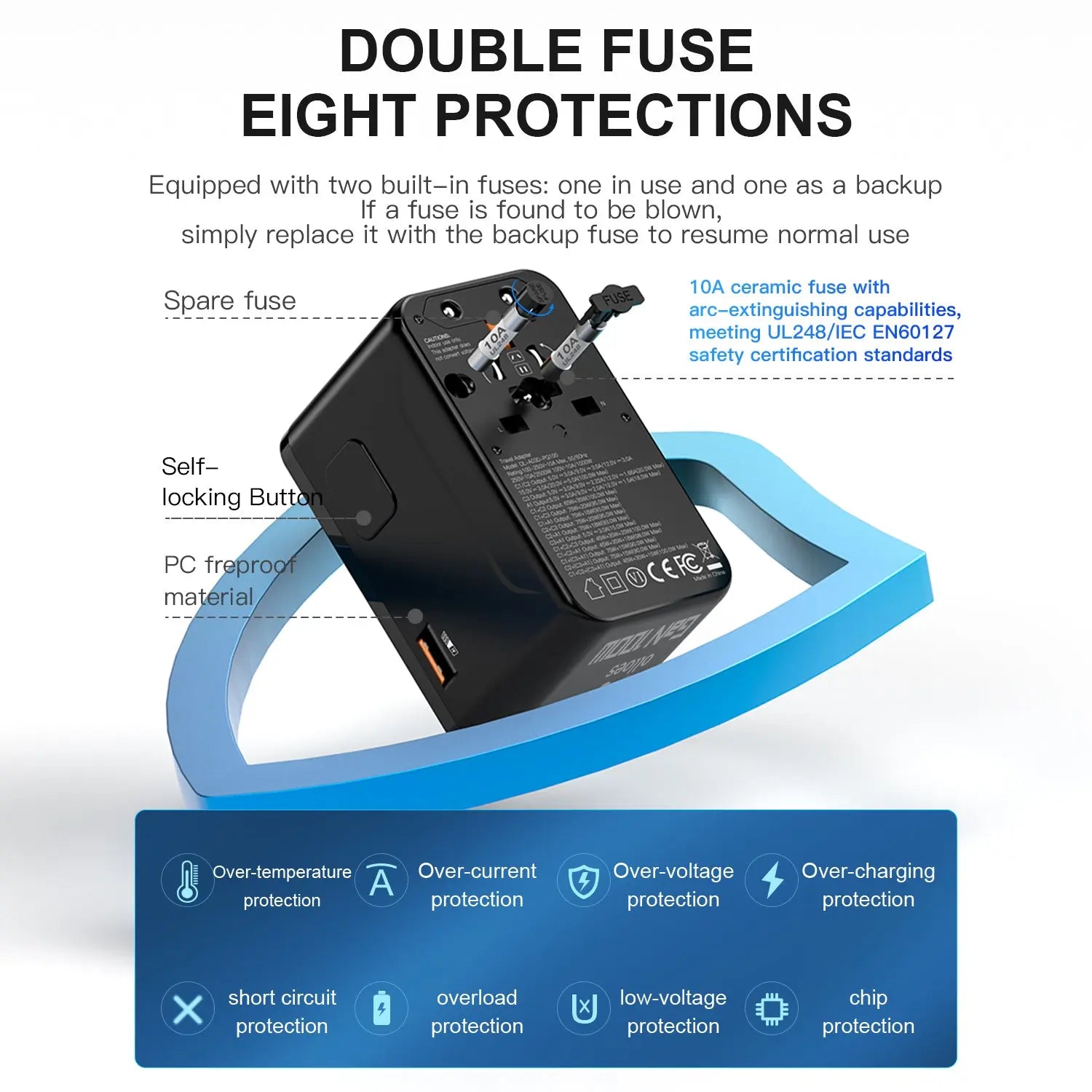 OLLOES GaN 100W Universal Travel Adapter with Smart Digital Display 3 x USB-C 1 x USB-A Fast Charging Tech House Singapore