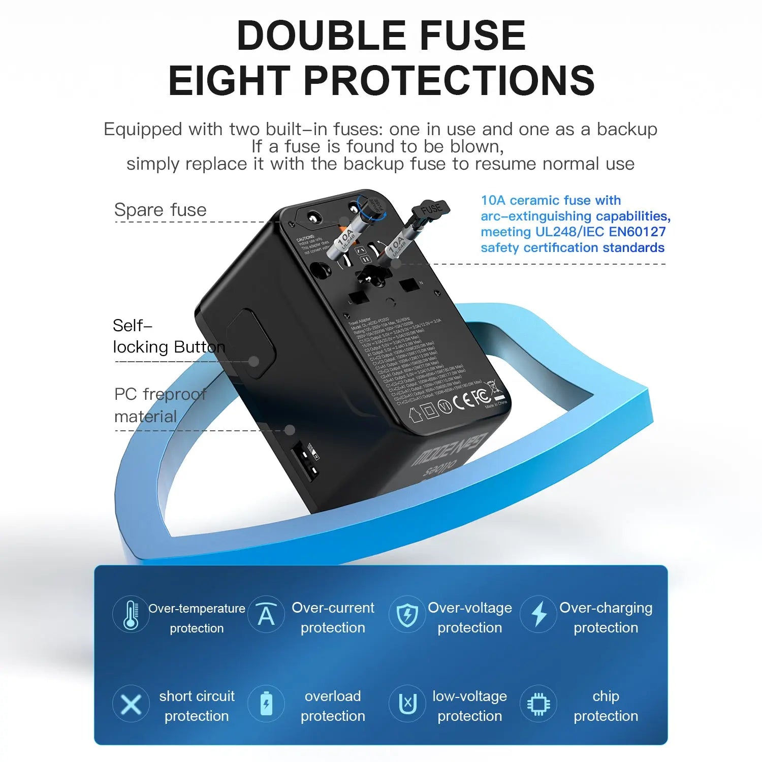 OLLOES GaN 200W Universal Travel Adapter with Smart Digital Display 3 x USB-C 1 x USB-A Fast Charging Tech House Singapore