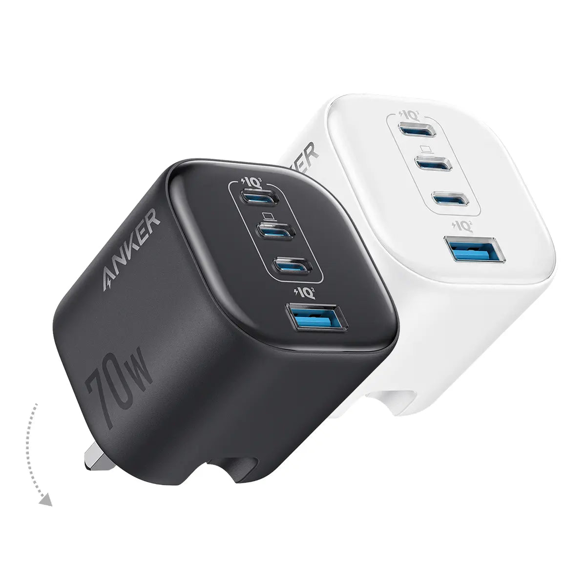 Anker Zolo Charger 70W Fast Charging 4-Port GaN USB C Compact Foldable Charger A121C Tech House Singapore